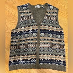 Carolyn Taylor 1980s Textured Knit Wool Sweater Vest in Brown